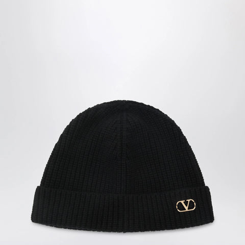 Valentino Garavani Black Vlogo Signature cashmere beanie