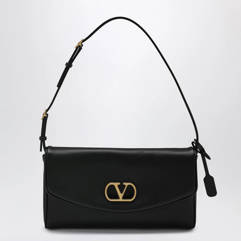 Valentino Garavani Devain VLogo leather clutch shoulder bag in black