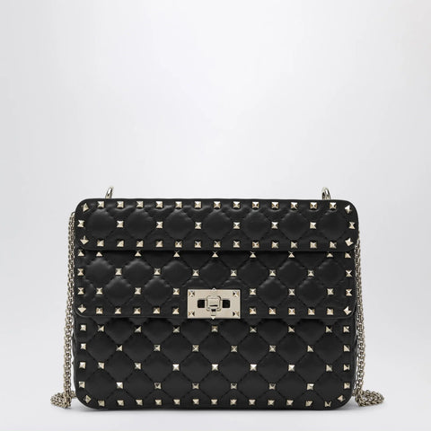 Valentino Garavani Medium Rockstud Spike bag in black nappa leather