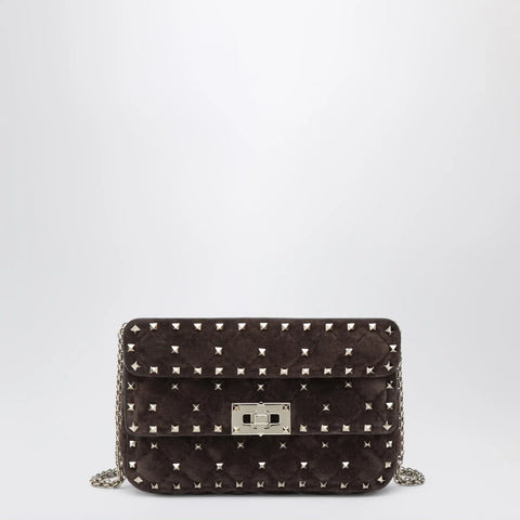 Valentino Garavani Rockstud Spike bag in brown suede