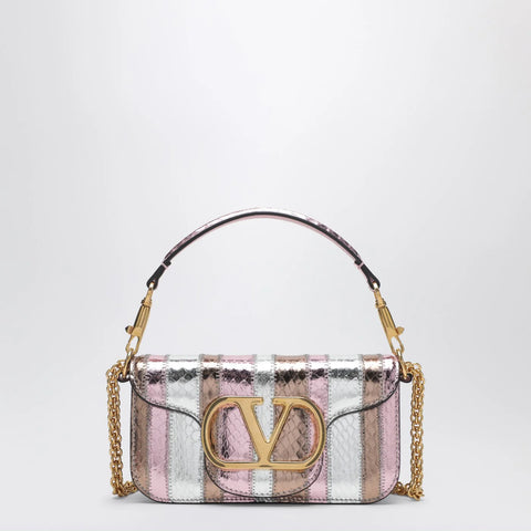 Valentino Garavani Small Locò shoulder bag in multicolour laminated elaphe leather
