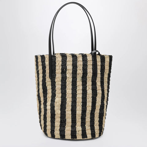 Valentino Garavani Striped shoulder bag in raffia and leather
