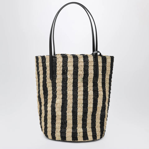 Valentino Garavani Striped shoulder bag in raffia and leather