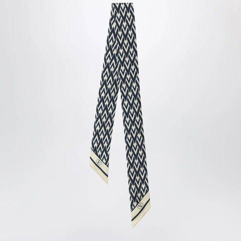 Valentino Garavani Tout La V Bandeau scarf in ivory / blue silk