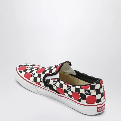 Valentino Garavani X Vans Slip-On Sneakers black/red with VLogo Checkerboard print and polka-dot detail