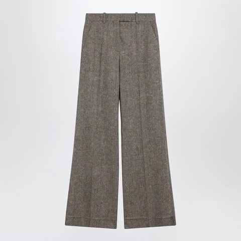 Valentino Ivory/brown patterned wool trousers