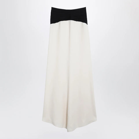 Valentino Long silk skirt in Vanilla/Black