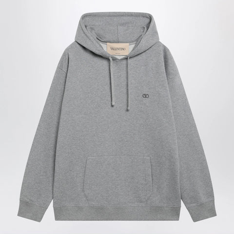 Valentino Mélange gray hoodie with Vlogo embroidery