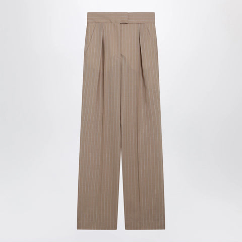 Valentino Mud-colored pinstripe wool trousers