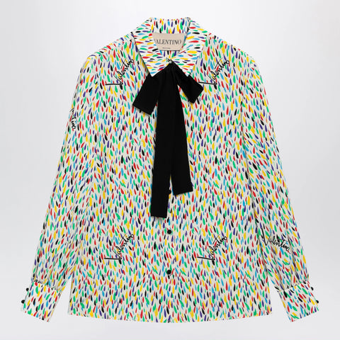 Valentino Multicolored silk blouse with lavallière