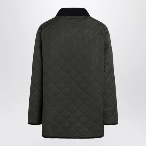 Valentino Olive green quilted jacket with VLogo patch