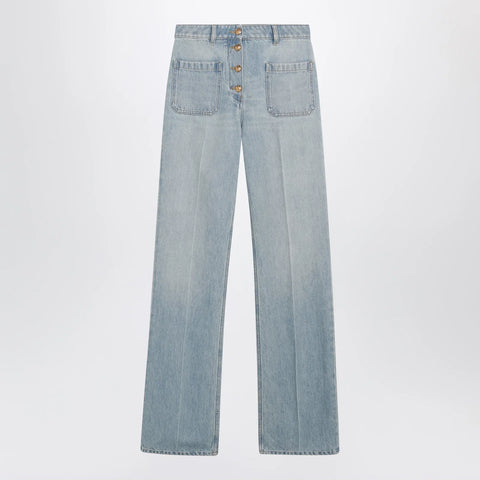Valentino Straight-leg cotton denim jeans in light blue