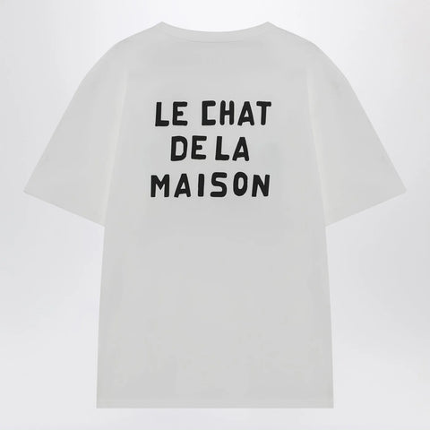 Valentino White T-shirt with Le Chat De La Maison print