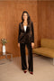 Velvet Fitted Velvet Blazer with Visible Stitching At the Collar