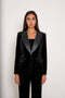 Velvet Fitted Velvet Tuxedo Blazer with Satin Lapel