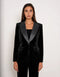 Velvet Fitted Velvet Tuxedo Blazer with Satin Lapel