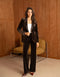 Velvet Fitted Velvet Tuxedo Blazer with Satin Lapel