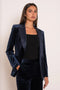 Velvet Fitted Velvet Tuxedo Blazer with Satin Lapel