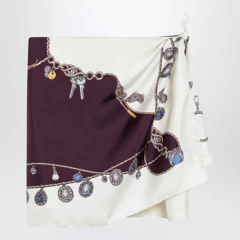 Versace Stolen Jewels printed silk twill mini skirt in burgundy