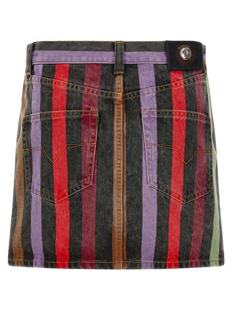 Versace Striped Denim Skirt