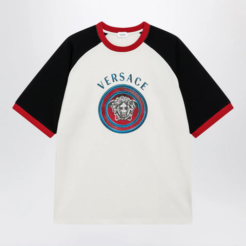 Versace White/black cotton T-shirt with Medusa print