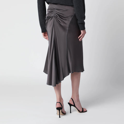 Victoria Beckham Bela midi skirt in mineral grey crêpe satin