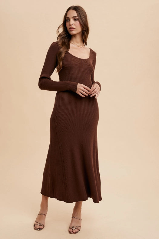 Viscose Blend Knitted Maxi Sweater Dress CHESTNUT from In Loom – Urbanheer