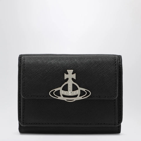 Vivienne Westwood Black leather wallet with Orb logo