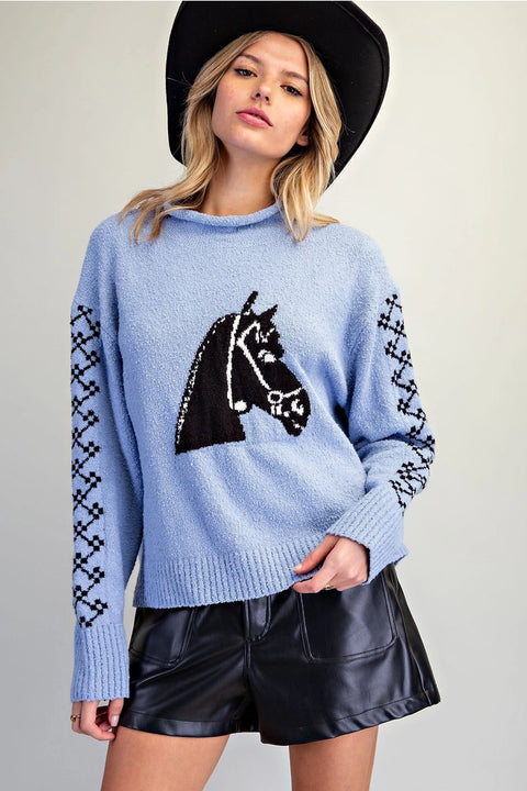 Western Horse Head Graphic Sweater