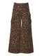 Wide Leg Leopard Print Jeans w/ Cargo Pockets