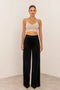 Wide Velvet Flowing Trousers with Double-Button Fastening