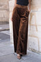 Wide Velvet Flowing Trousers with Double-Button Fastening