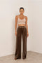 Wide Velvet Flowing Trousers with Double-Button Fastening