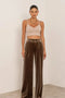 Wide Velvet Flowing Trousers with Double-Button Fastening