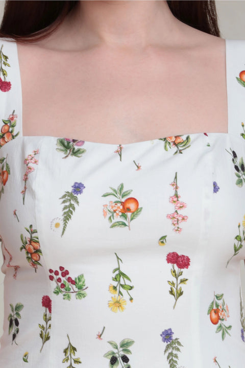 Wildflower Print Stretch Cotton Romper Dress