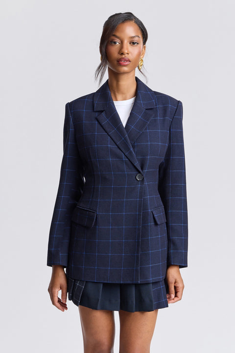 Windowpane Hourglass Tailored Blazer