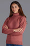 Womens 100% Chunky Merino Wool Submariner Roll Neck Jumper Dusky Pink-Jumper-Paul James Knitwear-M-Urbanheer