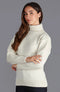 Womens 100% Chunky Merino Wool Submariner Roll Neck Jumper Ecru-Jumper-Paul James Knitwear-XXL-Urbanheer