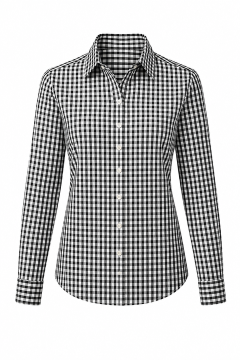 Women's Classic Black & White Gingham Cotton Shirt