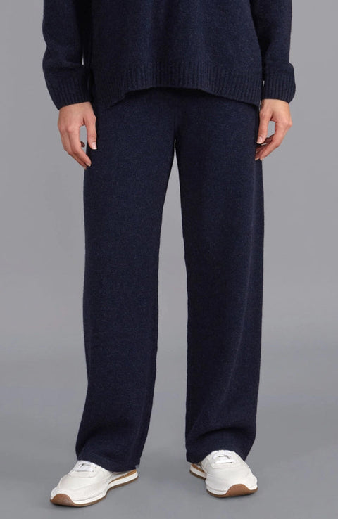 Womens Lambswool Knitted Trousers Oxford Blue-Trousers-Paul James Knitwear-S-Regular-Urbanheer