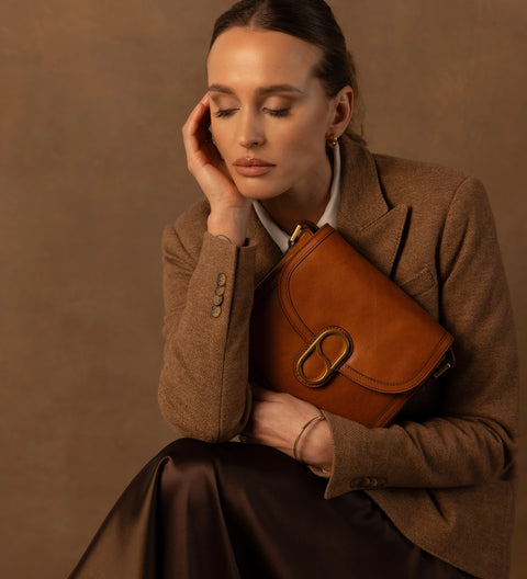 Women's Leather Saddle Bag Crossbody Bag - Villette
