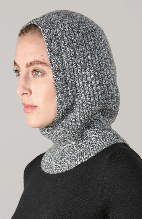 Womens Merino Cashmere Ribbed Balaclava Monochrome-Balaclava-Paul James Knitwear-Monochrome-Urbanheer