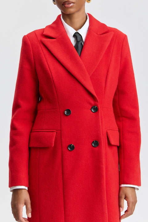Wool Blend Sculpted Double Breasted Coat