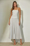 Woven Stretch Midi Dress with Pleated Skirt