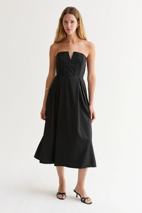 Zae V-Wire Modal Blend Midi Dress - Black