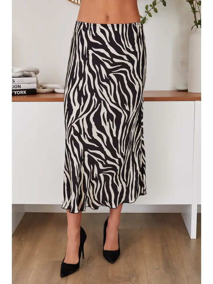 Zebra Print Silky Slip Skirt from MILIO MILANO exclusive at
