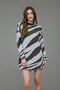 Zebra Print Turtleneck Long Sleeve Sweater Dress GREY-Dress-Blu Pepper-S-GREY-Urbanheer