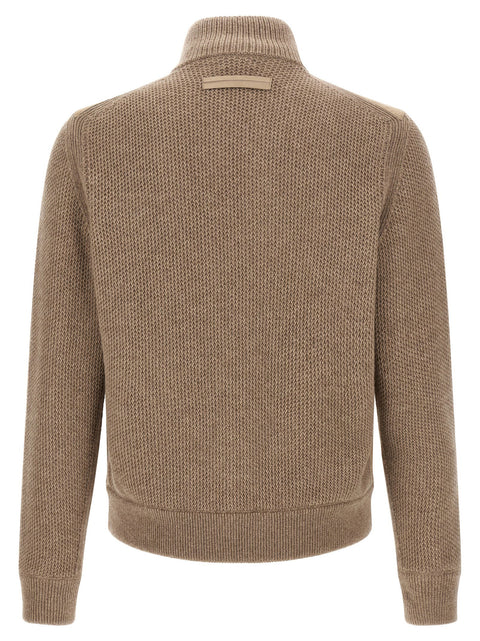 Zegna Suede Panel Cardigan