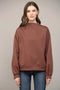 Zipper Trimmed Round Neck Sweatshirt CHOCO BROWN-Sweatshirt-FATE-S-CHOCO BROWN-Urbanheer