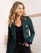 Timeless Fitted Blazer Jacket with Gold Double-Breasted Buttons Bottle Green-Jacket-Attentif Paris-S-Urbanheer